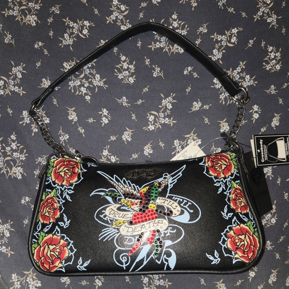 Ed Hardy Handbags - Ed Hardy Black Floral Women's Bag